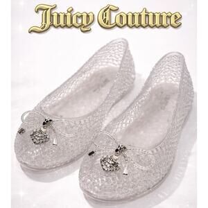 Juicy Couture Clear Jelly Flats Bow Charm Ballet Shoes Women’s Size 6 Vintage